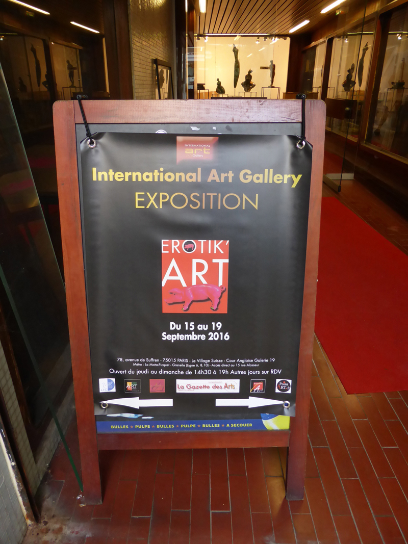 Exposition collective Erotik’Art – International Art Gallery – Paris du 15 au 19 Septembre 2016