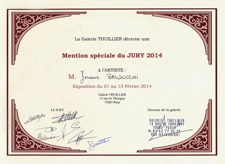 Exposition collective Prix du Jury et de la Presse – Galerie Thuillier du 01 au 27 Fevrier 2014