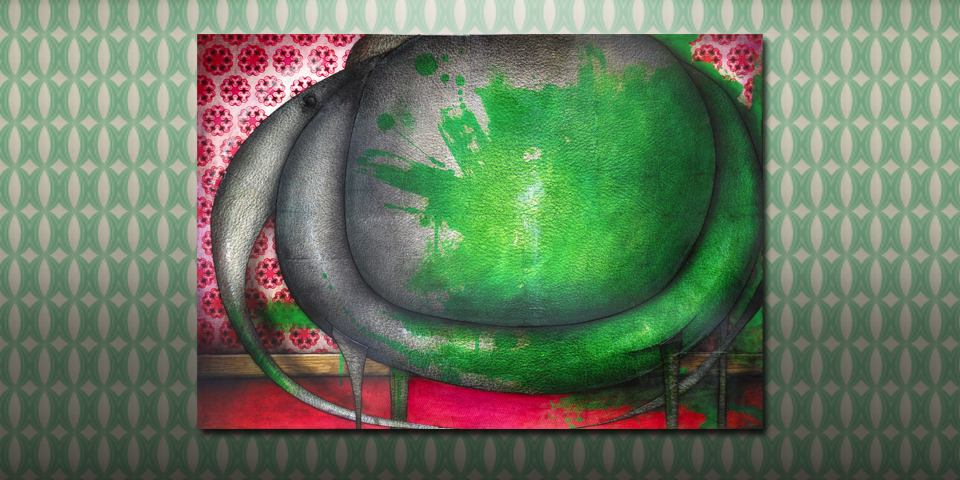 Tableau: Éléphant peint vert