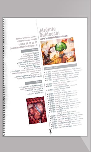 CV artistique de l'artiste peintre Jeremie Baldocchi en Anglais au format PDF